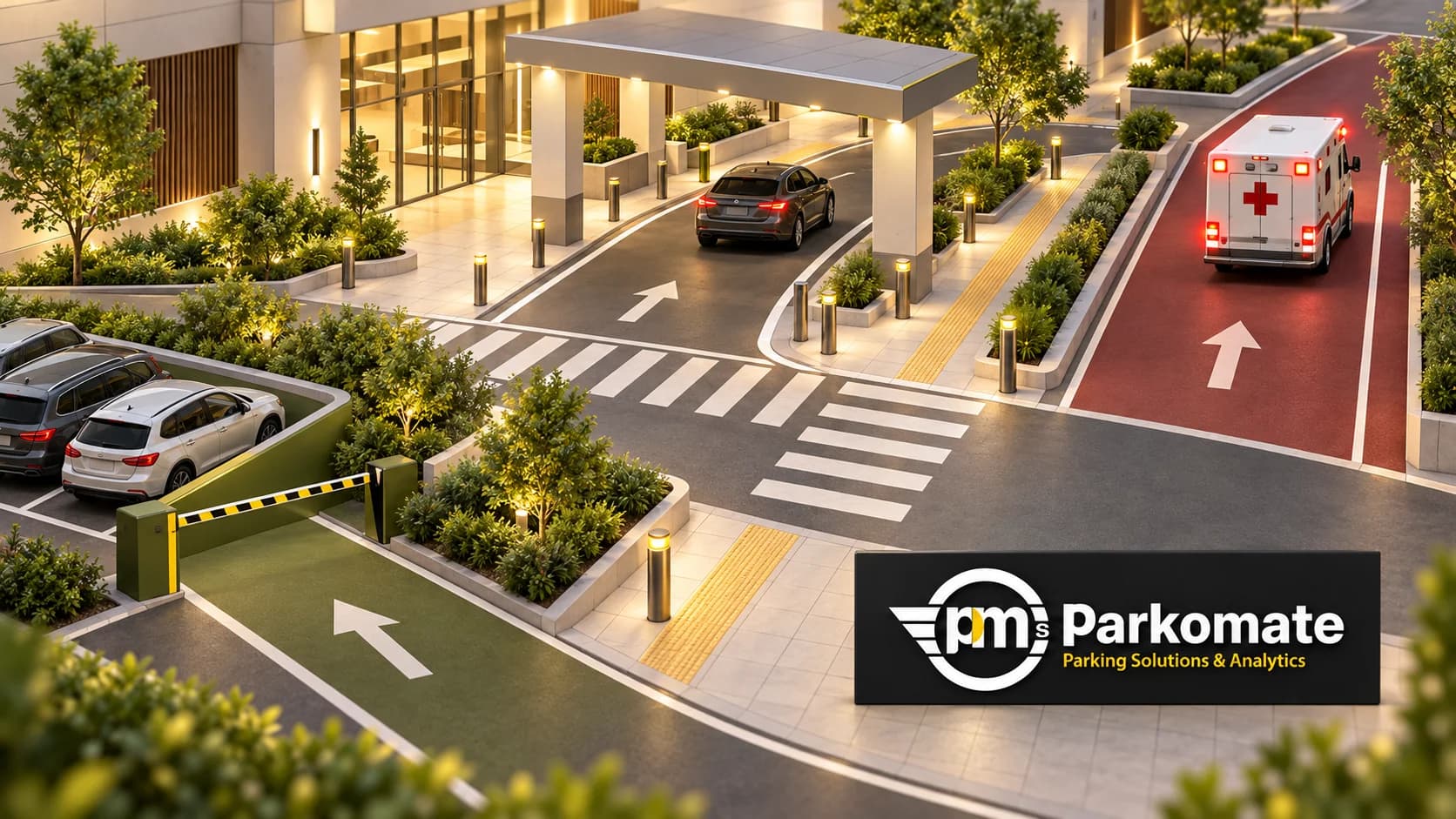 Conceptual illustration for Hospital Parking: Plan Patient, Staff and Emergency Arrivals